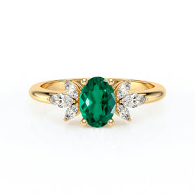 Solitaire accompagné émeraude diamant Divine Idylle - 16