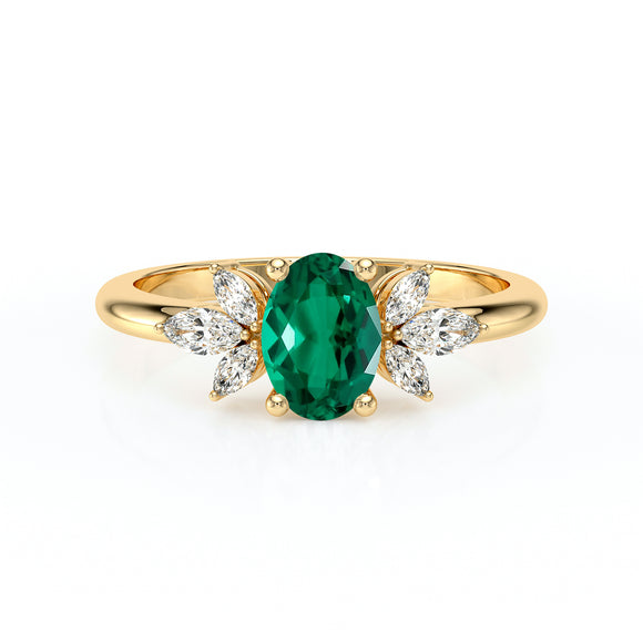 Solitaire accompagné émeraude diamant Divine Idylle - 16