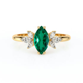 Solitaire accompagné émeraude diamant Divine Idylle - 17