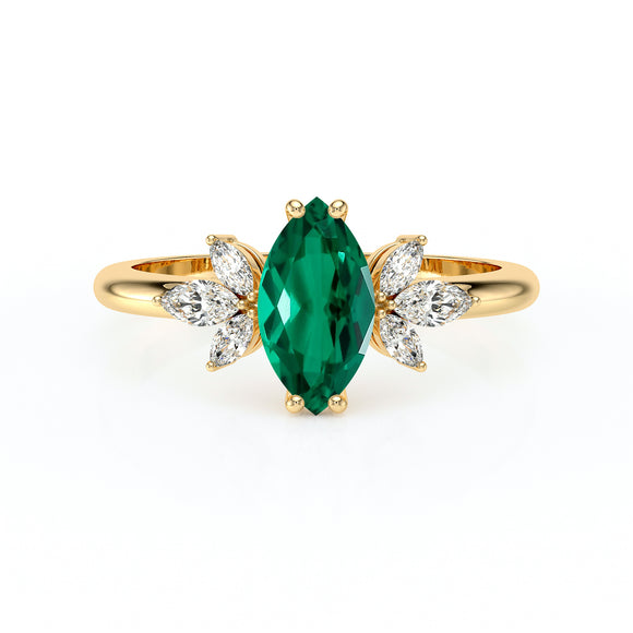 Solitaire accompagné émeraude diamant Divine Idylle - 17