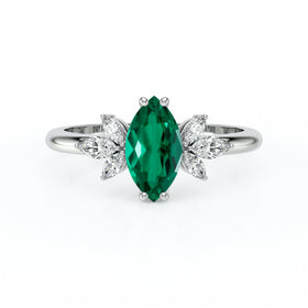 Solitaire accompagné émeraude diamant Divine Idylle - 17