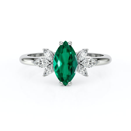Solitaire accompagné émeraude diamant Divine Idylle - 17