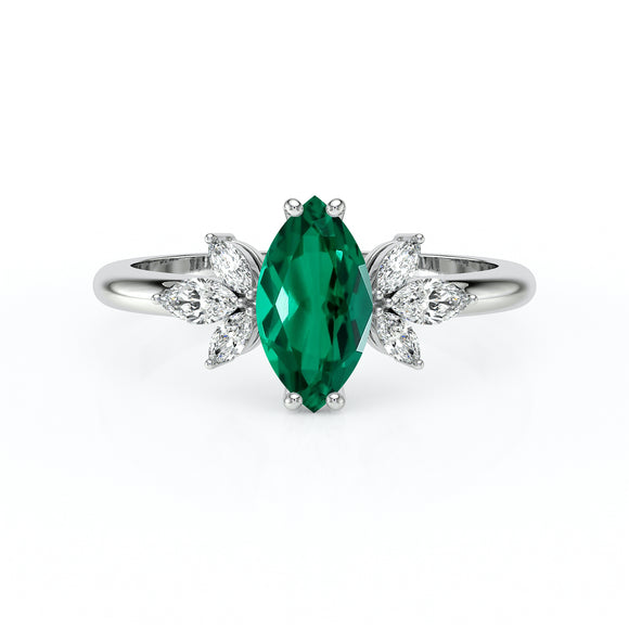 Solitaire accompagné émeraude diamant Divine Idylle - 17
