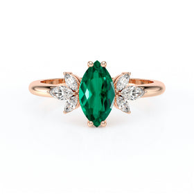 Solitaire accompagné émeraude diamant Divine Idylle - 17