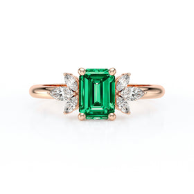 Solitaire accompagné émeraude diamant Divine Idylle - 18