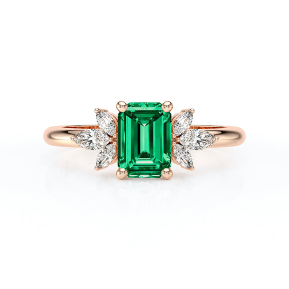 Solitaire accompagné émeraude diamant Divine Idylle - 18
