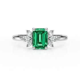 Solitaire accompagné émeraude diamant Divine Idylle - 18