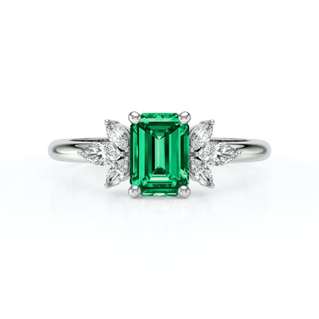 Solitaire accompagné émeraude diamant Divine Idylle - 18