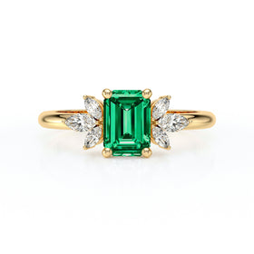 Solitaire accompagné émeraude diamant Divine Idylle - 18
