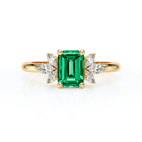 Solitaire accompagné émeraude diamant Divine Idylle - 18