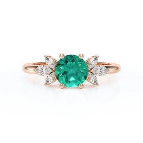 Solitaire accompagné émeraude diamant Divine Idylle - 19