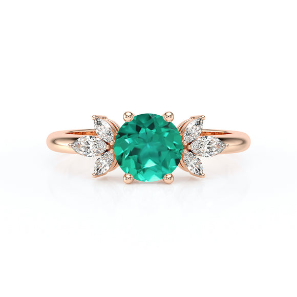 Solitaire accompagné émeraude diamant Divine Idylle - 19