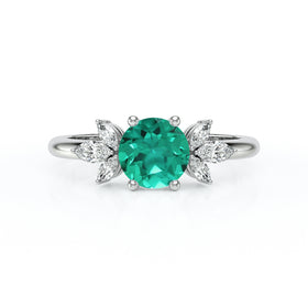 Solitaire accompagné émeraude diamant Divine Idylle - 19