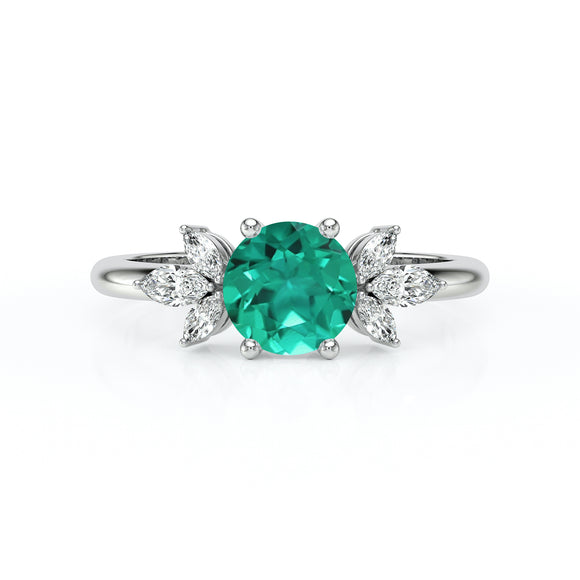 Solitaire accompagné émeraude diamant Divine Idylle - 19