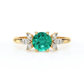 Solitaire accompagné émeraude diamant Divine Idylle - 19