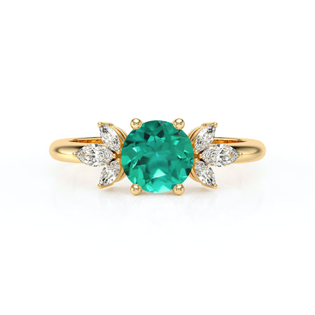 Solitaire accompagné émeraude diamant Divine Idylle - 19