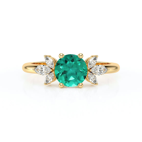 Solitaire accompagné émeraude diamant Divine Idylle - 19