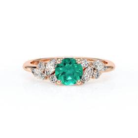 Solitaire accompagné émeraude diamant Divine Idylle - 20
