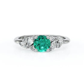 Solitaire accompagné émeraude diamant Divine Idylle - 20