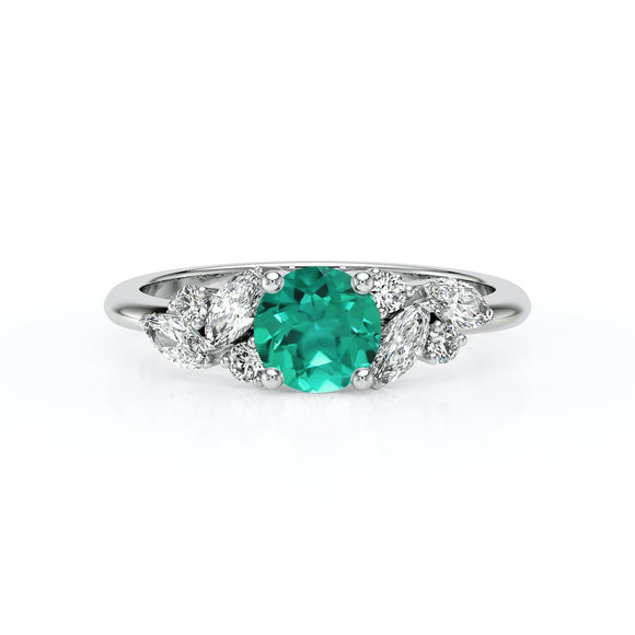 Solitaire accompagné émeraude diamant Divine Idylle - 20