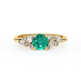 Solitaire accompagné émeraude diamant Divine Idylle - 20