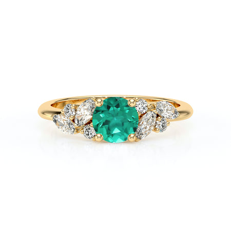 Solitaire accompagné émeraude diamant Divine Idylle - 20