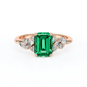 Solitaire accompagné émeraude diamant Divine Idylle - 21
