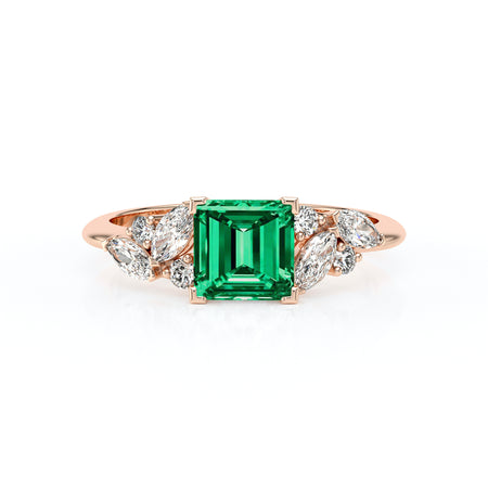 Solitaire accompagné émeraude diamant Divine Idylle - 22