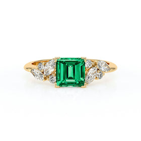 Solitaire accompagné émeraude diamant Divine Idylle - 22