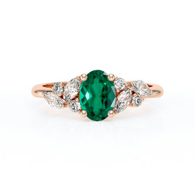 Solitaire accompagné émeraude diamant Divine Idylle - 23
