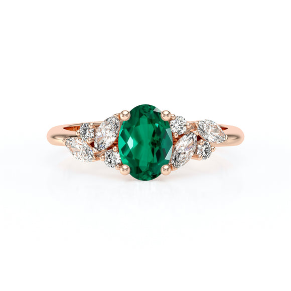 Solitaire accompagné émeraude diamant Divine Idylle - 23