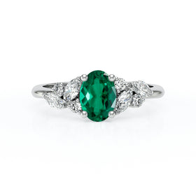 Solitaire accompagné émeraude diamant Divine Idylle - 23