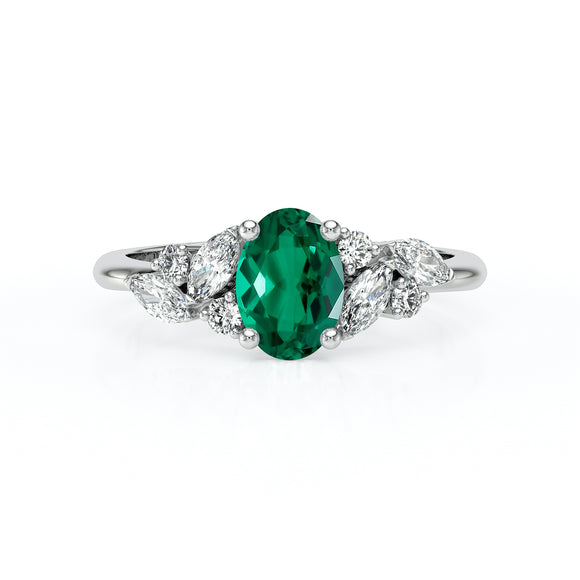 Solitaire accompagné émeraude diamant Divine Idylle - 23