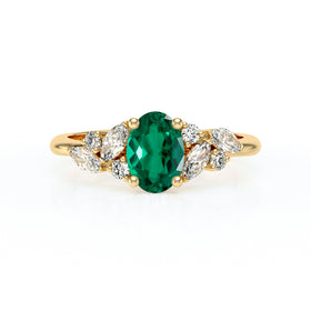 Solitaire accompagné émeraude diamant Divine Idylle - 23
