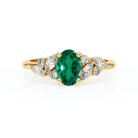 Solitaire accompagné émeraude diamant Divine Idylle - 23