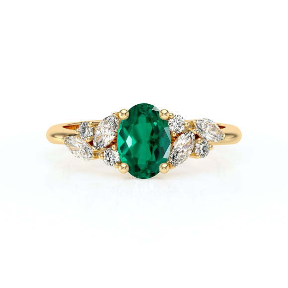 Solitaire accompagné émeraude diamant Divine Idylle - 23
