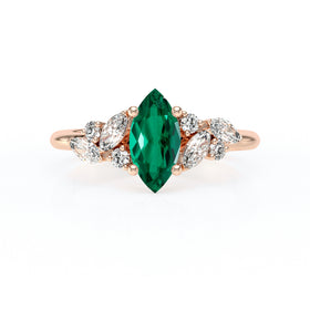 Solitaire accompagné émeraude diamant Divine Idylle - 24
