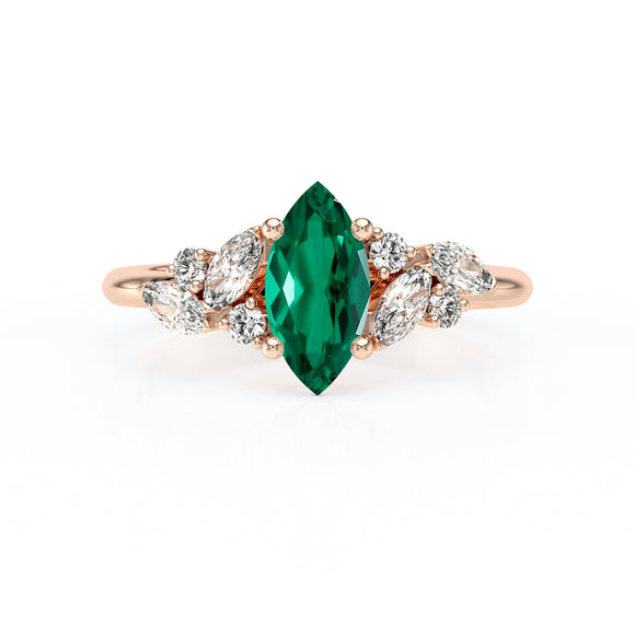 Solitaire accompagné émeraude diamant Divine Idylle - 24