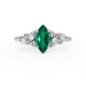 Solitaire accompagné émeraude diamant Divine Idylle - 24