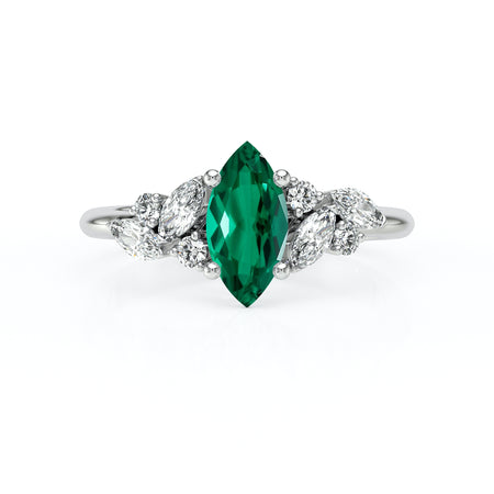 Solitaire accompagné émeraude diamant Divine Idylle - 24