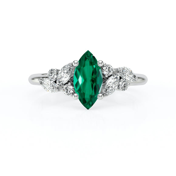 Solitaire accompagné émeraude diamant Divine Idylle - 24