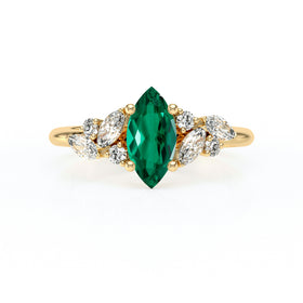 Solitaire accompagné émeraude diamant Divine Idylle - 24