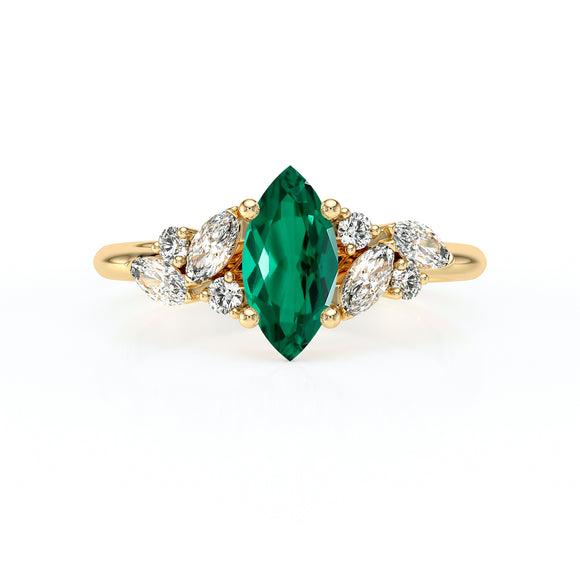 Solitaire accompagné émeraude diamant Divine Idylle - 24