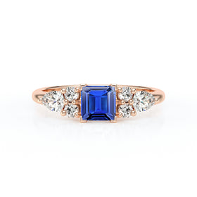 Solitaire accompagné saphir diamant Divine Idylle - 26