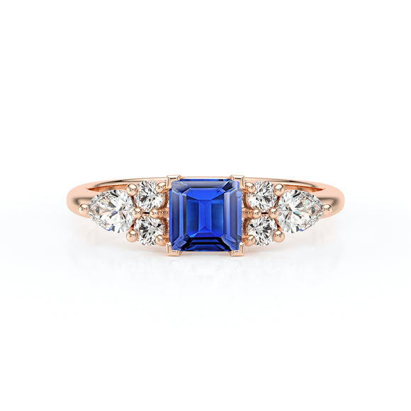 Solitaire accompagné saphir diamant Divine Idylle - 26