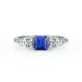 Solitaire accompagné saphir diamant Divine Idylle - 26