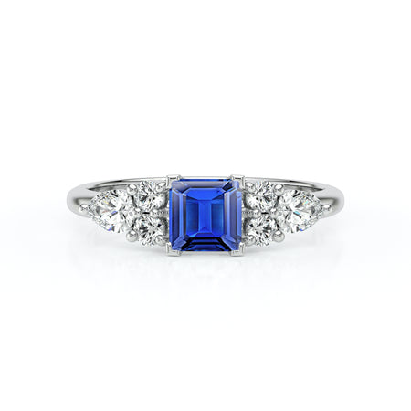 Solitaire accompagné saphir diamant Divine Idylle - 26