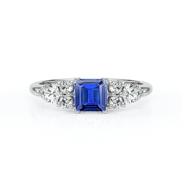 Solitaire accompagné saphir diamant Divine Idylle - 26