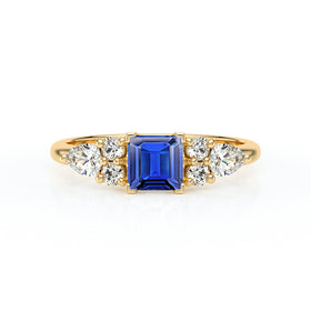 Solitaire accompagné saphir diamant Divine Idylle - 26