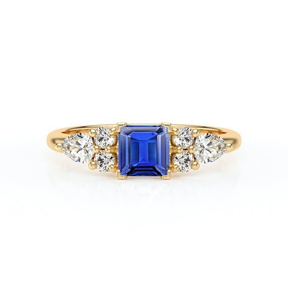 Solitaire accompagné saphir diamant Divine Idylle - 26